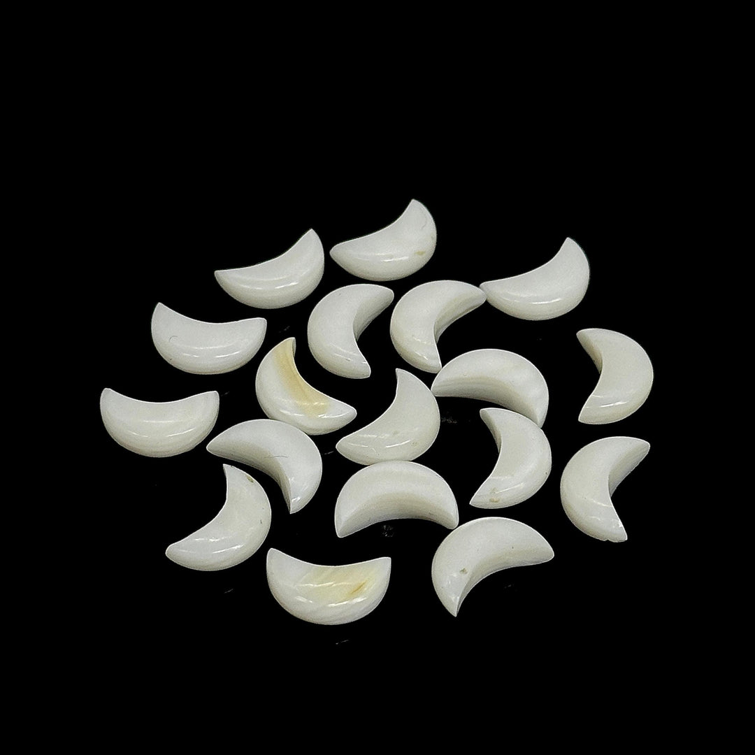Natural Mother Of Pearl Hand Carved Moon Shape Beads, Pearl Smooth Moon Shape Gemstone Briolettes For Jewelry Making, Moon Charms 12 MM