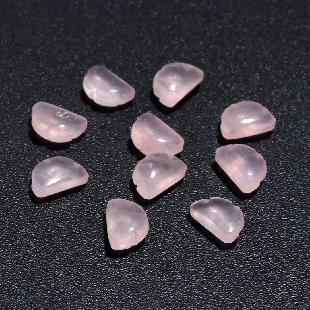 Carved Natural Rose Quartz Clouds Shape Beads, Rose Quarz Smooth Cloud Shape Beads, Hand Carved Charms, 12 MM, Loose Carved Briolettes