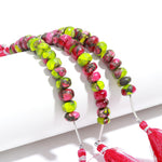 Load image into Gallery viewer, Neon Copper Turquoise Rondelle Beads: Hot Pink &amp; Green, 8-10mm, 4 Inch