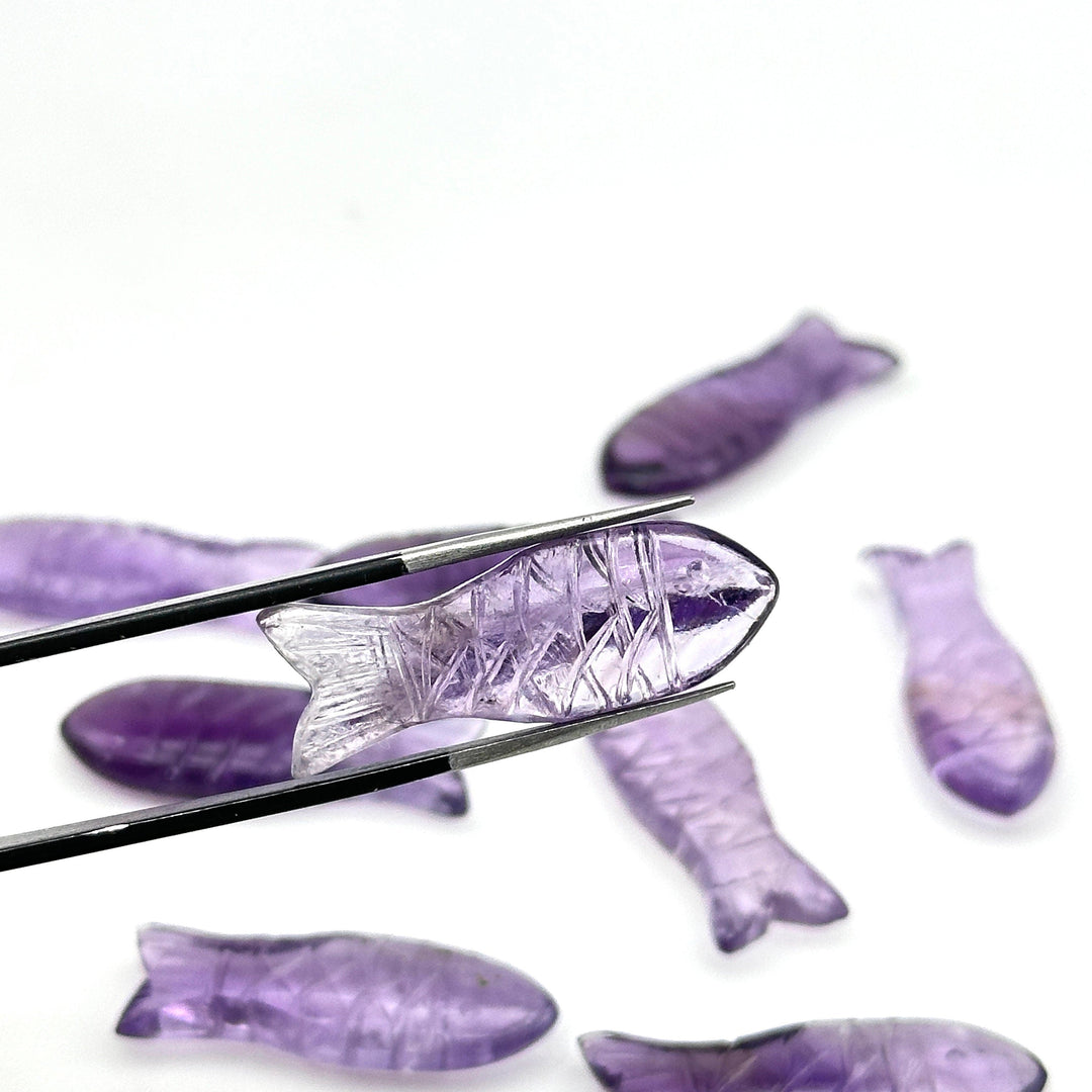 AAA Pink Amethyst Fish Shape Gemstone Crystals, Natural Amethyst Fish Beads for Jewelry Making, 30 MM, Home Decor Stone Gifts