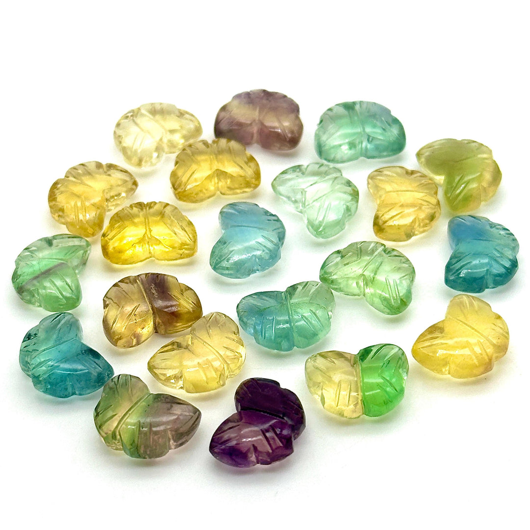 Cute Rainbow Fluorite Butterfly Shape Beads, Hand Carved Multi Fluorite Butterfly Briolettes, Gemstone Charms for Jewelry Making, 13 MM