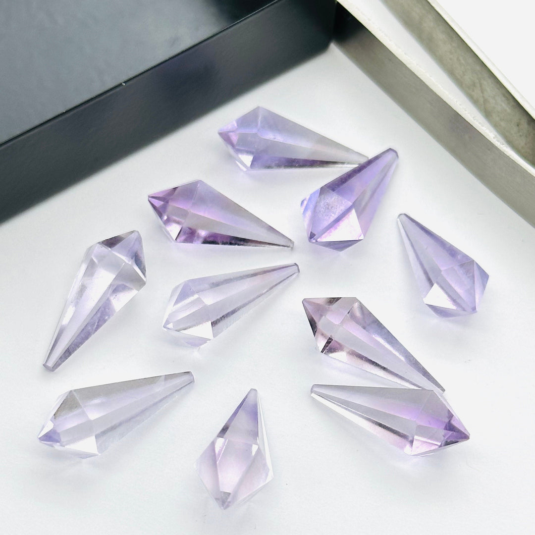 2,3,4,5 pcs 100% Natural pink amethyst Fancy Shape Carved Gemstone, Loose Gemstone, pyramid Shape Gemstone Jewlery, Carved Gemstone 20x7 mm
