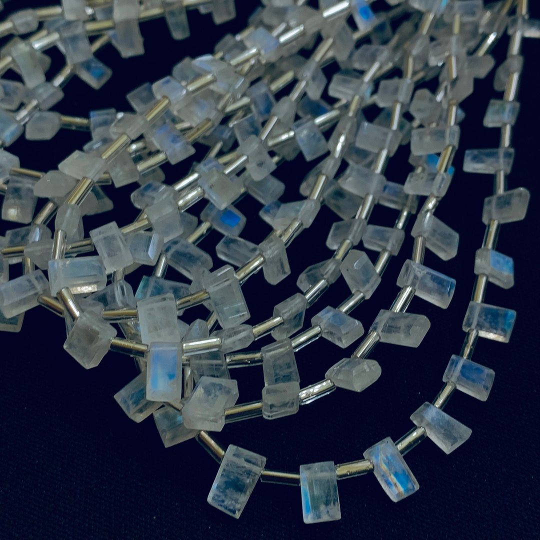 AAA Quality 100% Natural Rainbow Moonstone Fancy Shape Carving Beads Strand, 8 Inch Strand, Carved Gemstone For Jewellery 5.5X3 8X4.5 mm