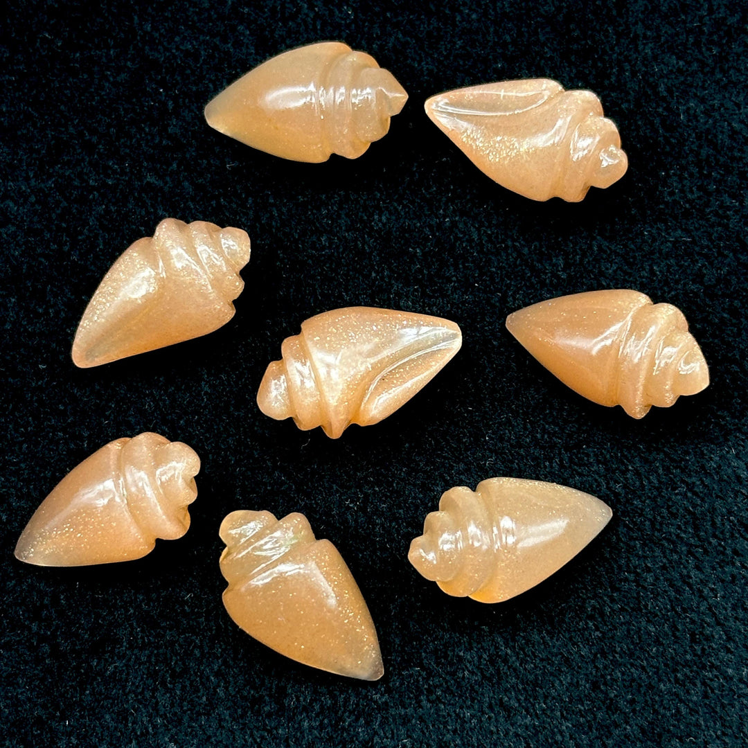 Natural Peach Moonstone Conch/Snail Shell Shape Carving, Moonstone Hand Carved Shell Shape Gemstone Beads, 18X10 MM Moonstone Loose Shell