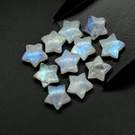Load image into Gallery viewer, Smooth Rainbow Moonstone Star Beads, Flashy Moonstone Celestial Gemstone Charms, Jewelry Making Hand Carved Gemstones, 15mm