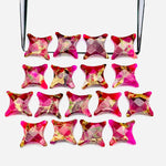 Load image into Gallery viewer, Hot Pink Mohave Turquoise Ninja Star Shape Beads, Carving Beads, Copper Hot Pink Turquoise Gemstones, 11X15 MM Jewelry Making Charms Beads