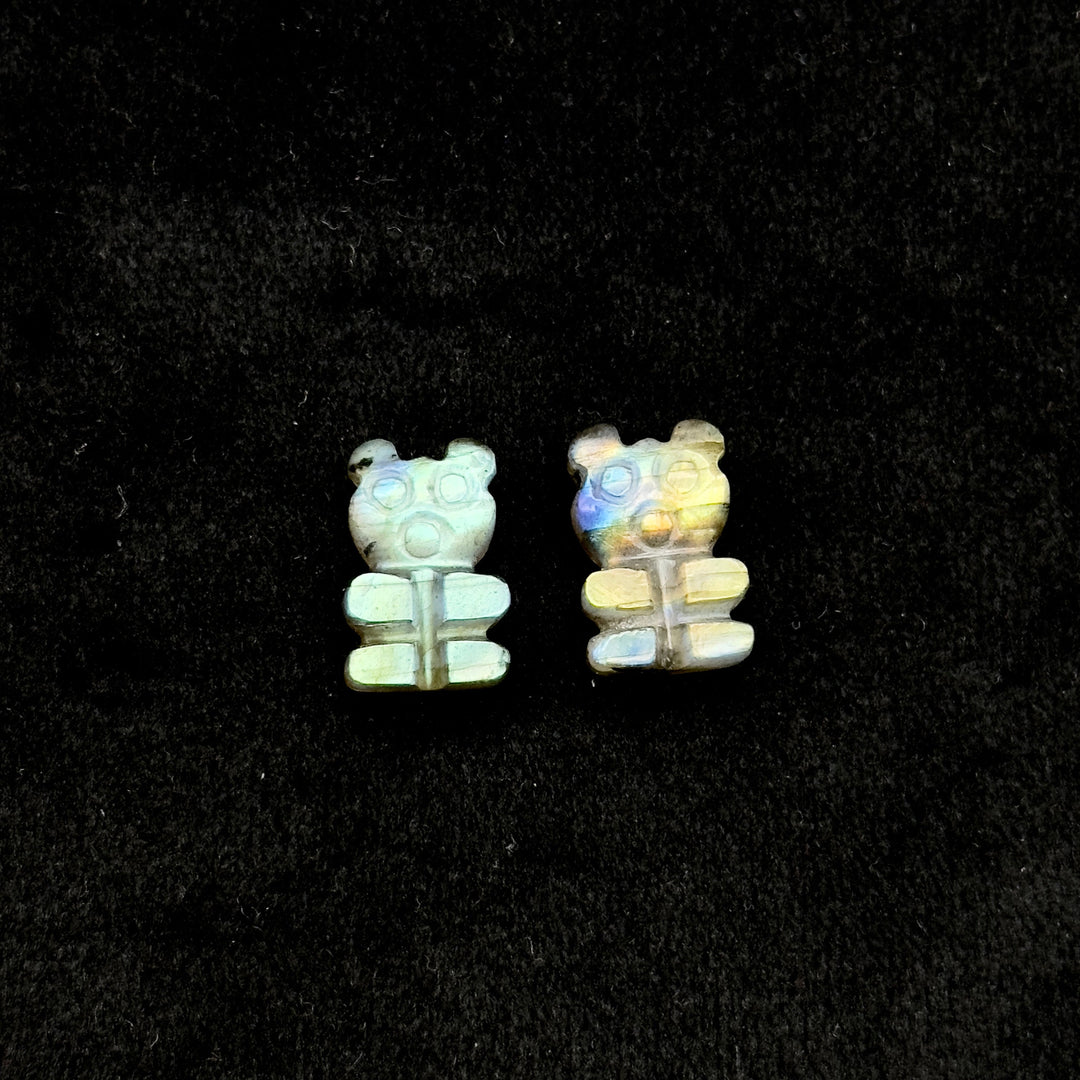 Beautiful Tiny Labradorite Teddy Bear Gemstone, 10X15 MM Carving Gummy Bear Beads For Jewelry, Natural Labradorite Teddy Bear Charms