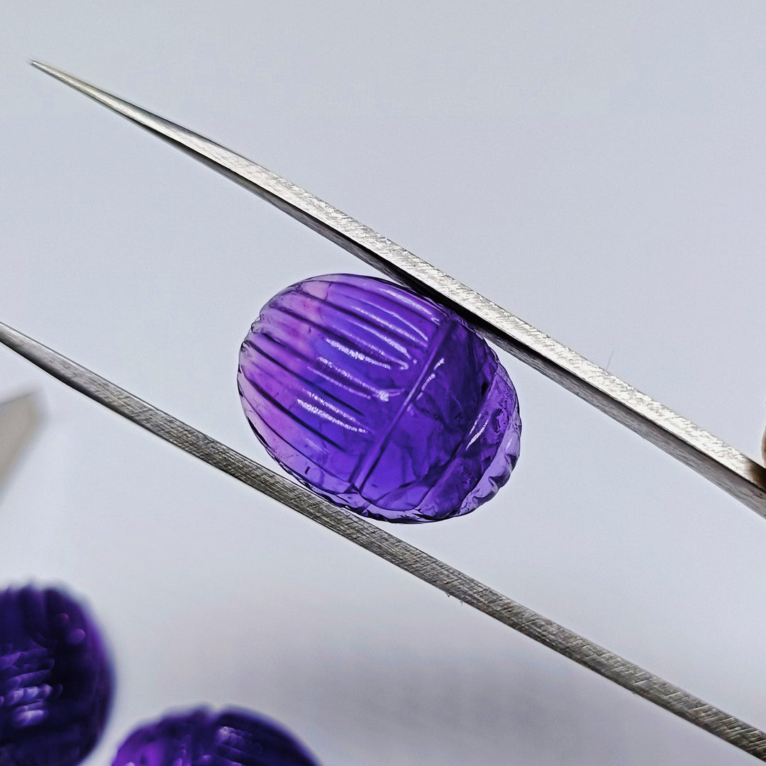 2,3,4,5,6 pcs Natural amethyst Scarab Face Carved Gemstone, Fancy Shape Scarab Carving, Hand Carved Gemstone for Jewlery 16X12