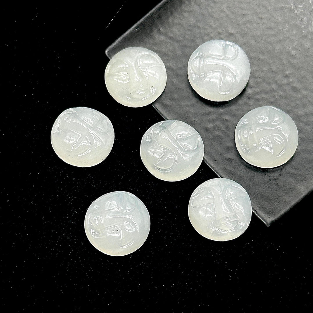 Natural White Moonstone Moon Face Carving, AAA Moonstone Face Shape Stone, 12 MM Hand Carved Moon Face For Jewelry Making, Face Charms