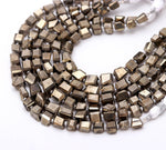 Load image into Gallery viewer, Natural Pyrite Tumble Shape Beads, Faceted Pyrite Nuggets Shape Beads, 8" Strand Fancy Jewelry Making Beads Loose Beads, 6X8 MM Approx