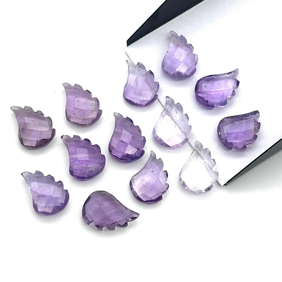 Natural Amethyst Leaf Shape Beads, Amethyst Leaf Shape Briolette's, Faceted Fancy Carvings for Jewelry, 11X15 MM, Wholesale Gemstone Beads