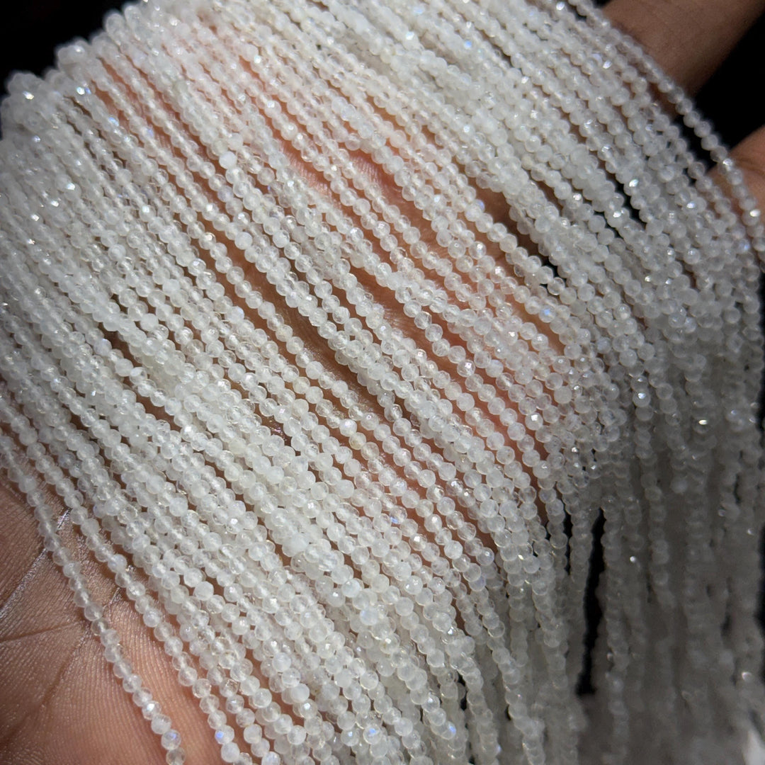 Rainbow Moonstone Round Beads, Natural Moonstone Micro Beads, 2 MM Beads for Jewelry Making, 13 Inches, Wholesale Faceted Beads