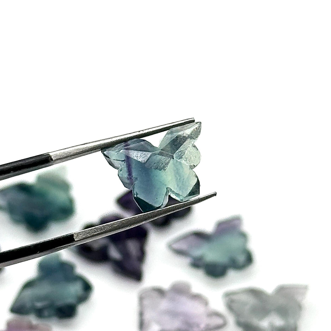 Multi Fluorite Butterfly Shape Beads, Faceted Carving Gemstone Beads, Multi Fluorite Animal Carving Beads For Jewelry, Charms Beads 14x10 MM
