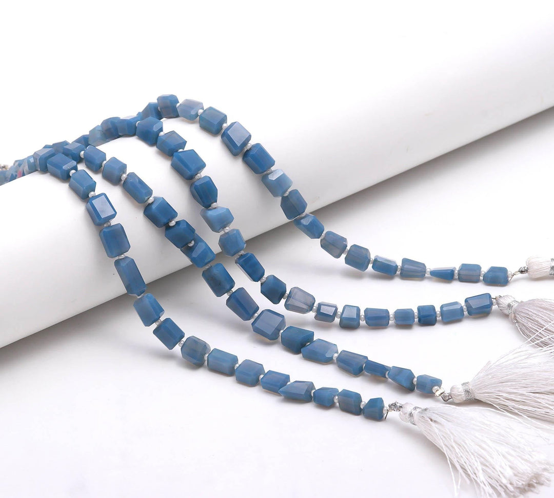 AAA Blue Opal Faceted Tumble Shape Gemstone Beads, Blue Opal Nuggets Shape Beads, 8" Fancy Wholesale Jewelry Beads, 7-8 MM