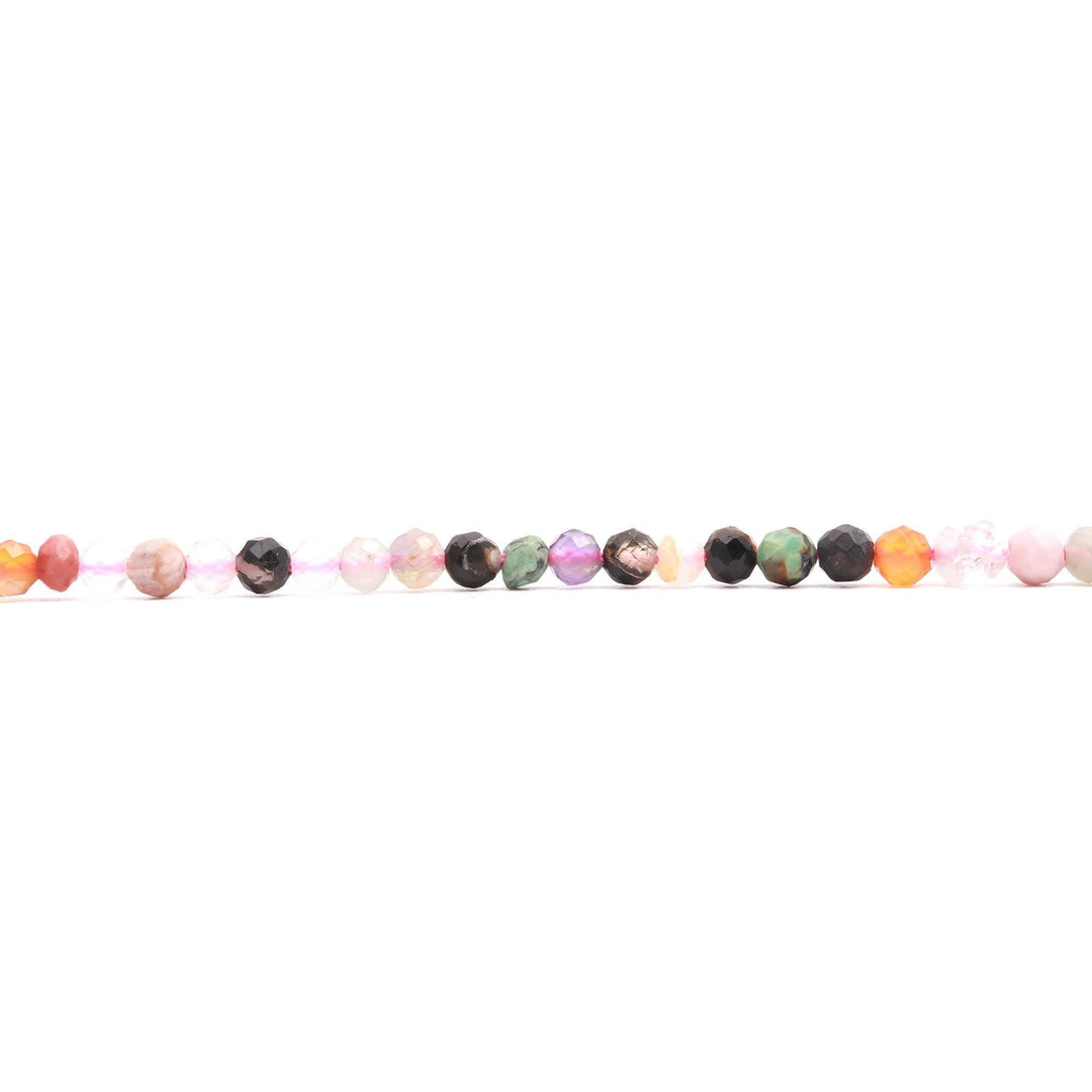 Multi Disco Gemstone Round Beads, Mix Stone Faceted Micro Beads, 2 MM Beads for Jewelry Making, 13 Inches, Loose Faceted Beads