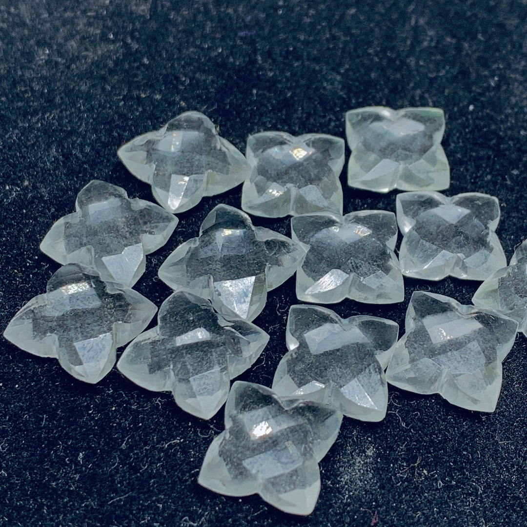 2,3,4,5 Pcs Natural Crystal Quartz Carved Flower Shape Gemstone - 12 mm Clear Crystal Quartz Handmade Flowers Shape Fancy Carving