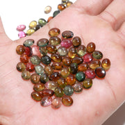 AAA Tourmaline Oval Shape Cabochons, 5 Pcs Multi Tourmaline Oval Shape Smooth Beads for Jewelry Making, Tourmaline Gemstones, 8 MM