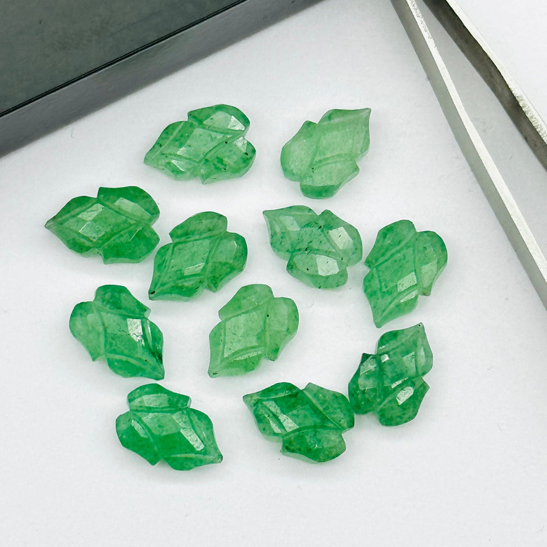 Natural c Shape Carving Gemstone Beads, 9X13 MM Leaf Shape Loose Briolette's, Green Leaves For Jewelry, Wholesale Beads