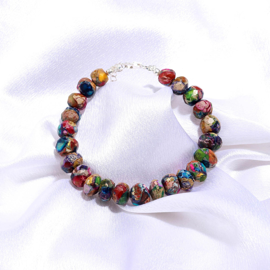 Rainbow Turquoise Beads Bracelet, Colorful Turquoise Faceted Rondelle Beads Bracelet, Women's Gift, Bohemian Beads Jewelry, Gift for Her