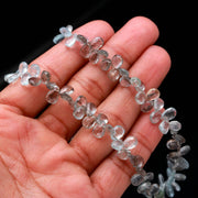 Faceted Moss Aquamarine Pear Beads, 7-8mm Briolettes