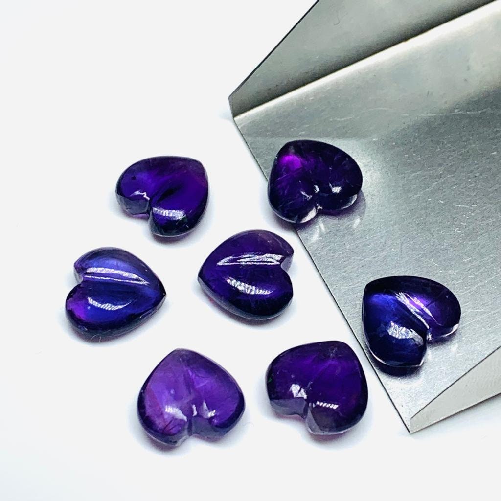 2,3,4,5,6 pcs 100% Natural Purple Amethyst Heart Shape Gemstone, Natural Heart Shape Gemstone, Gemstone For Jewlery, 11 mm (Approx)