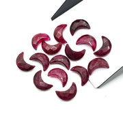 Red Colored Ruby Carved Moon Shape Beads, Faceted  Moon Shape Gemstone Beads For Jewelry, Moon Shape Charms Bead, Dyed Red Beads 12 MM