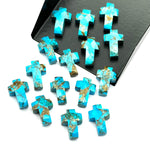 Load image into Gallery viewer, Faceted Copper Turquoise Cross Beads: Spiritual Gemstone Charms (15mm)