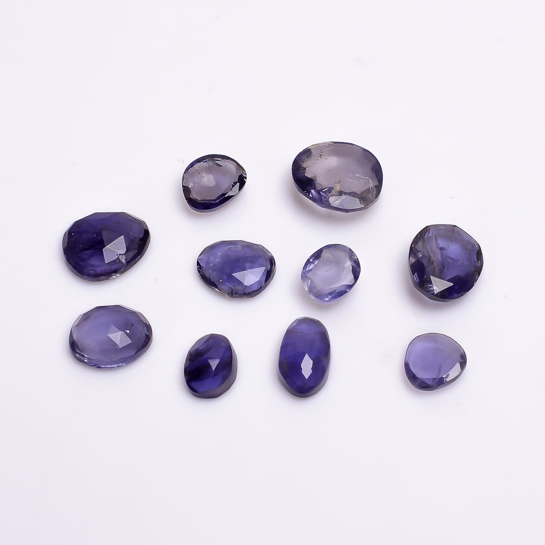 2 pcs A-one Quality Iolite freeform Rosecut, faceted rosecut, gemstone for jewelry, jewelry making rosecut 5X6 7X10  mm
