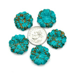 Load image into Gallery viewer, AAA Copper Turquoise Flower Shape Carving, Turquoise Hand Carved Flower for Jewelry Making, Crystal Flower Carving, 17 MM, Gemstone Flower