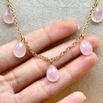 Load image into Gallery viewer, Natural Rose Quartz Pear Beads Necklace, Faceted Drop Chain Necklace, Natural Gemstone Chain Jewelry, Meditation &amp; Healing Beads Necklace
