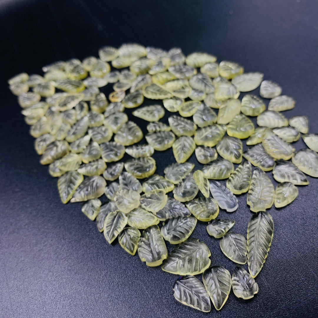 AAA Lemon Quartz Leaf Gemstone: Carved Jewelry Stone (7.9X5.2 13.8X6.7 mm)