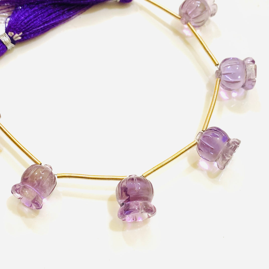 6 pcs strand 100% Natural Pink Amethyst Fancy Shape Carved Gemstone, Loose Gemstone, Gemstone For Jewellery, Carved Gemstone 13X11.5 mm