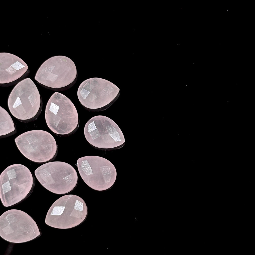 AAA+ Quality Rose Quartz Faceted Pear Shape Beads, 9X12 MM Natural Rose Quartz Briolette's Beads, Matched Pairs, Jewelry Making Beads