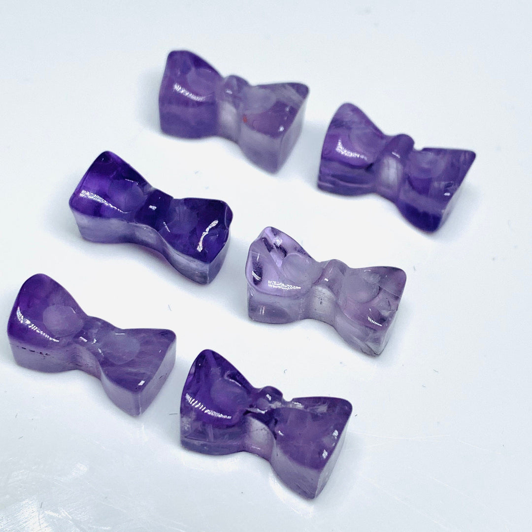 2,3,4,5 Pcs Natural Pink Amethyst Hand Carved Bow Shape, Bow Shape Gemstone For Jewellery, Bow Shape Gemstone, 12X6 mm