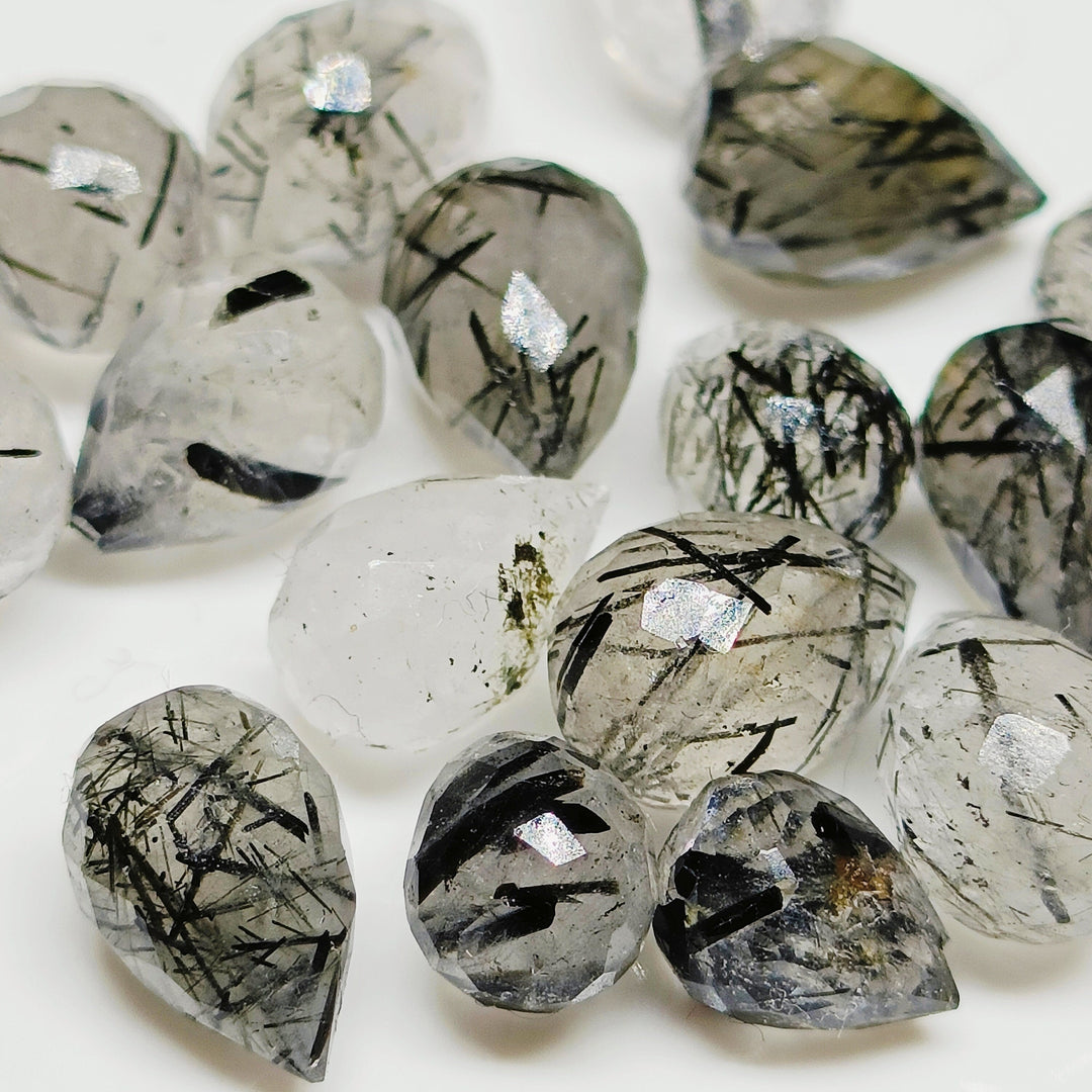 Natural Black Rutile Gemstone Drops: AAA Quality Jewelry Making (3X5-7X4.5mm)