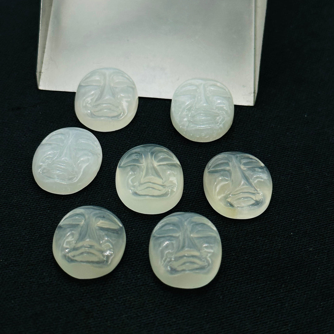 1,2,3,4,5 Pcs Natural white moonstone oval face Shape Carving, Hand carved fancy shape Gemstone, carved Gemstone jewelry Making,18X14 mm