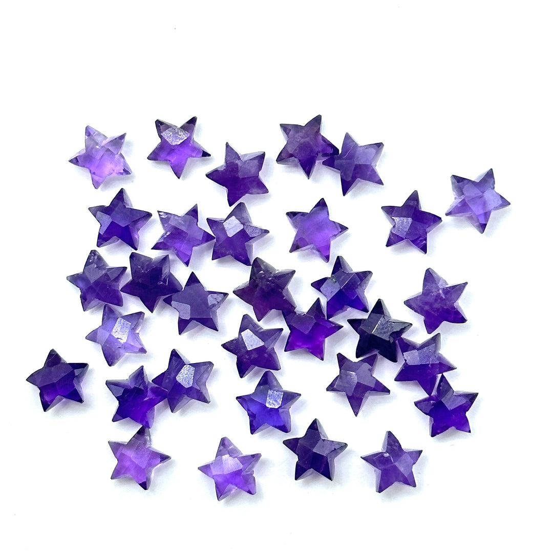 Natural Amethyst Faceted Stars Shape Briolettes, 8 MM Purple Amethyst Star Shape Beads For Jewelry Making, Mini Gemstone Star Charms Beads