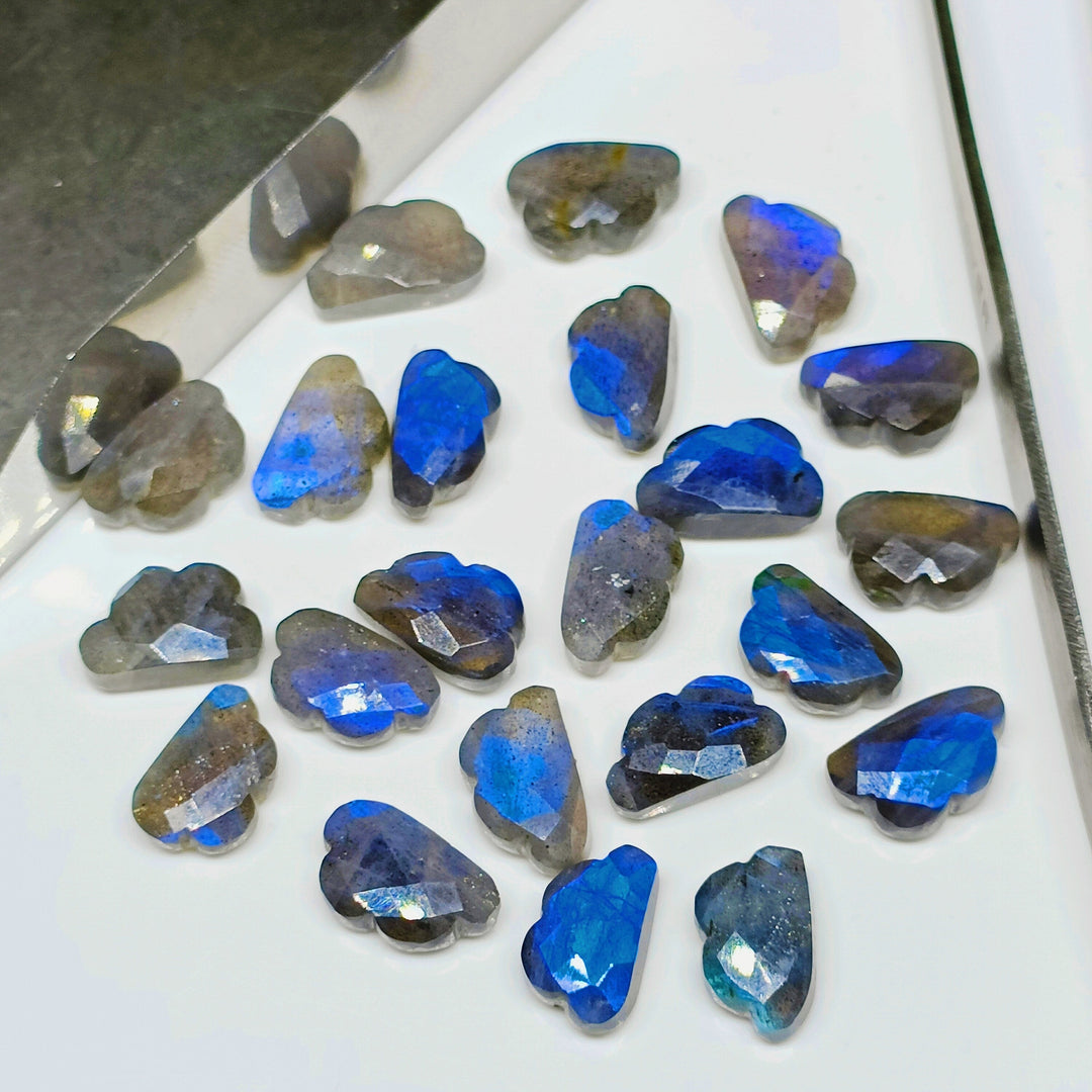 2,3,4,5,6 Pcs 100% Natural Labradorite Clouds Shape Jewellery Making Loose Gemstone, Faceted Gemstone, Gemstone For Jewellery 12X7 mm