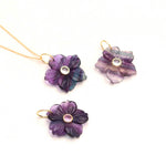 Load image into Gallery viewer, Natural Fluorite Flower Gemstone Pendant, Fancy Floral Design Necklace for Women's, Birthday Gift for Her, Crystal Necklace