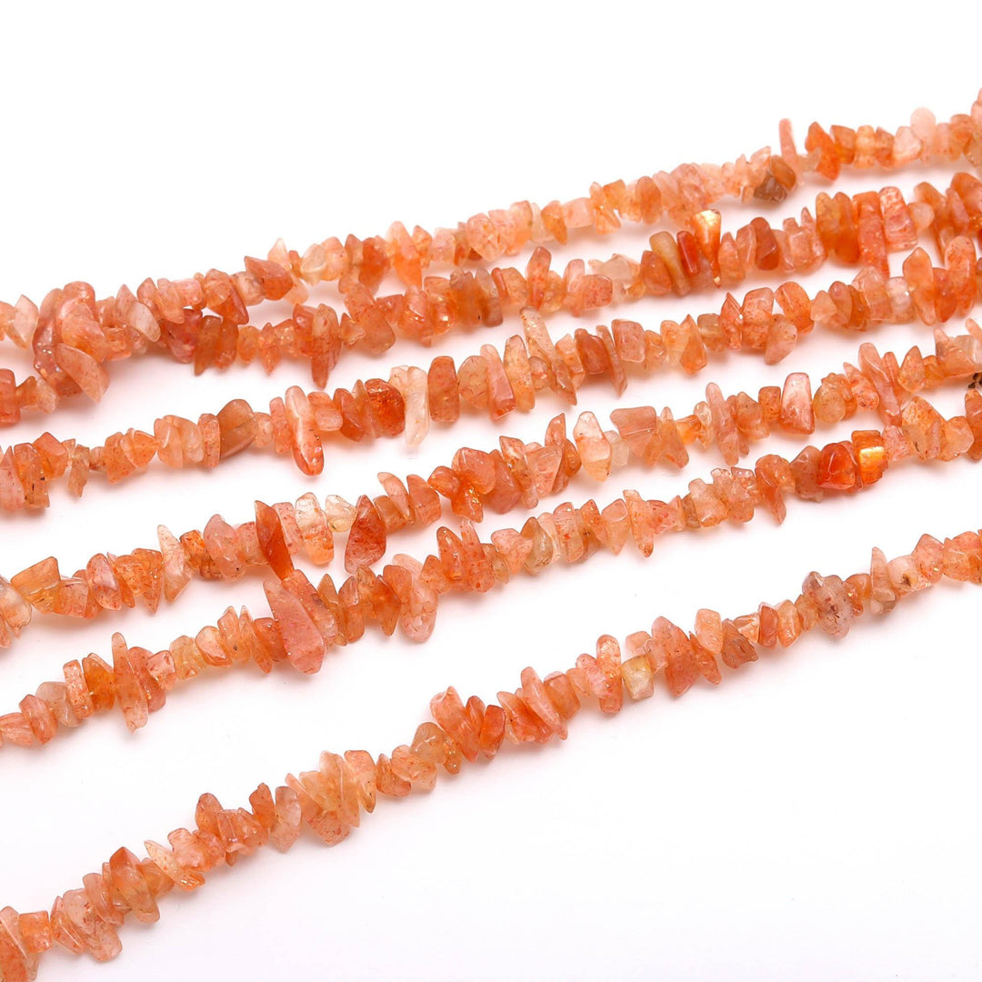 Genuine Red Sunstone Uncut Beads Strand, Red Sunstone Chips Beads for Jewelry Making, 16" Inch Gemstone Uncut Chip Beads, Freeform Uncuts