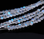 Load image into Gallery viewer, High Flashy Rainbow Moonstone Coin Shape Beads, Faceted Hand Carved Straight Drill Coin Beads, Jewelry Making Gemstones, 4 Inch, 4-5 MM