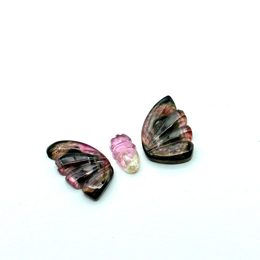 natural tourmaline Butterfly Shape Carving, Hand carved tourmaline Butterfly loose carving, carved butterfly  jewelry Making 23x11mm.
