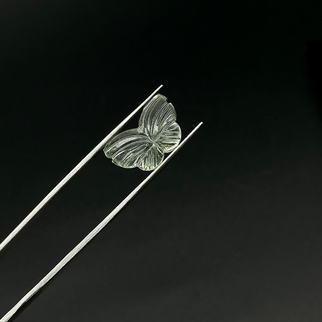 Green Amethyst Butterfly Beads: Carved Gemstone Charms, 11x18mm