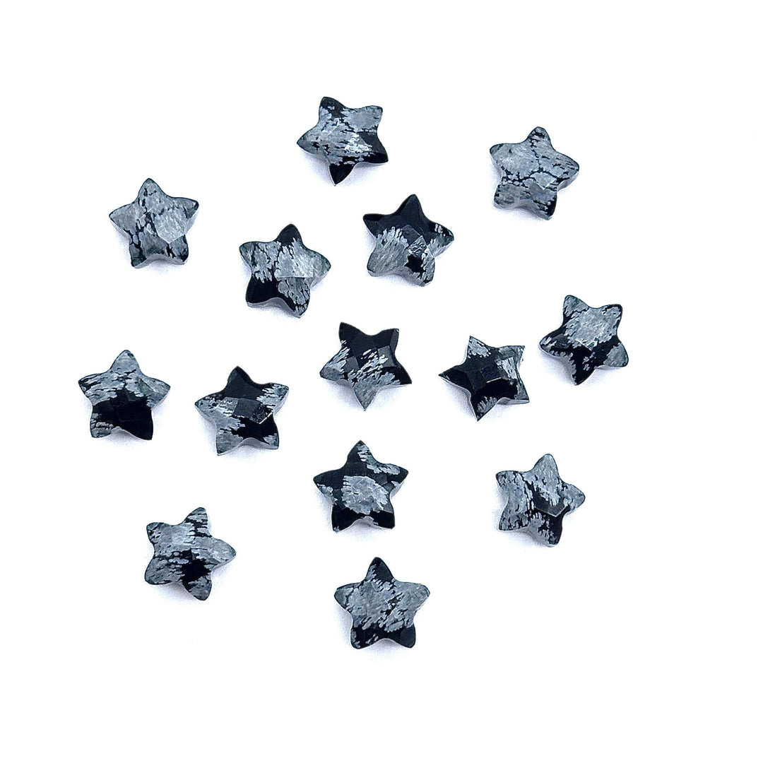 Faceted Black Jasper Star Beads: Hand Carved Briolettes (8mm)