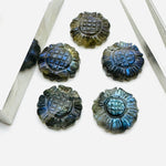 Load image into Gallery viewer, AAA Quality 100% Natural Labradorite Flower Shape Carved Gemstone, Flower Shape Carving, Carved Gemstone For Jewellery 18.5 mm