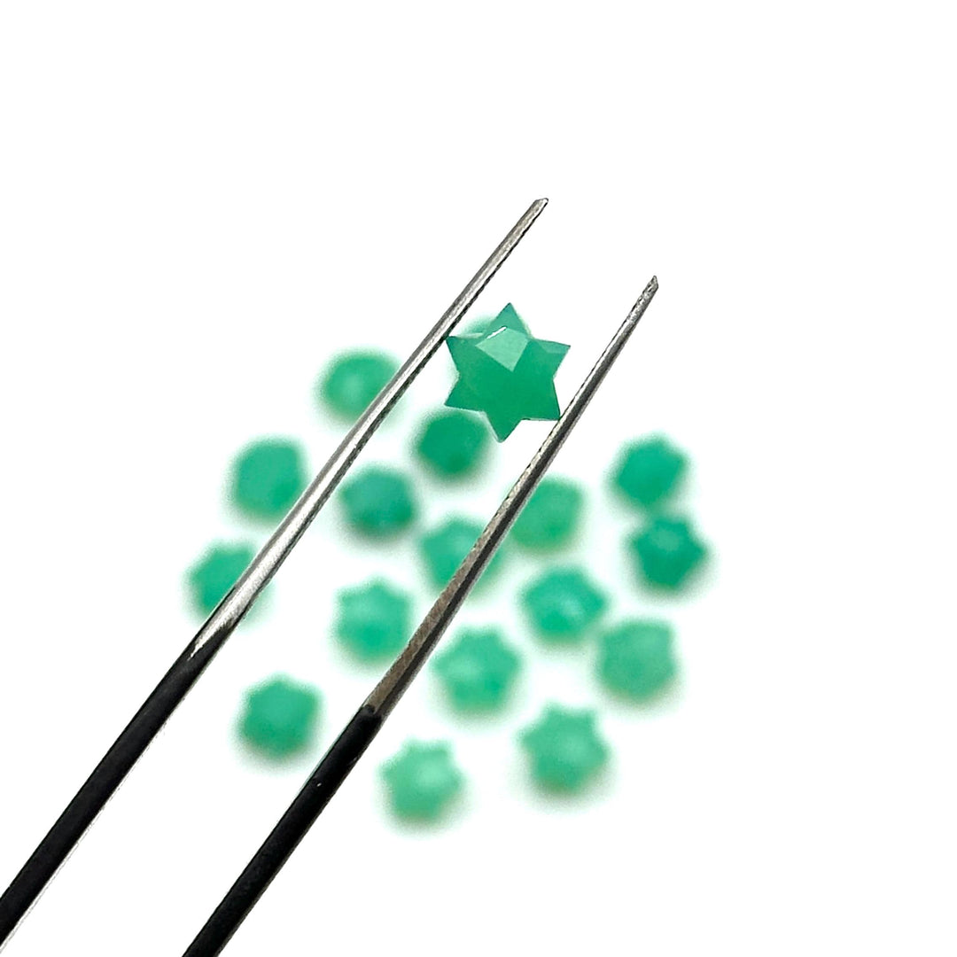 Natural Chrysoprase Little Stars, Green Chrysoprase Star Shape Beads, 6 MM Star Shape Gemstone for Jewelry, 6 Sides Carving Star Beads
