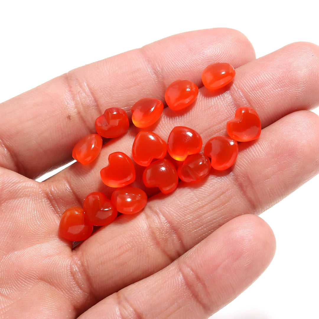 Genuine Carnelian Heart Shape Beads, Orange Carnelian Heart Shape Charms, Mini Plain Heart Briolette's for Jewelry Making, 8 MM