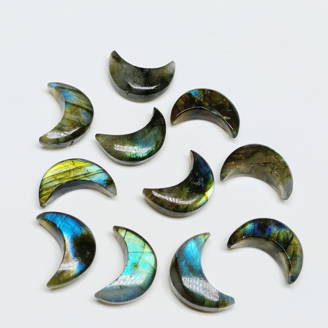 Flashy Labradorite Moon Shape Beads, Natural Labradorite Smooth Moon Shape Briolettes, Hand Carved Cresent Moon Charm Beads, 17 MM