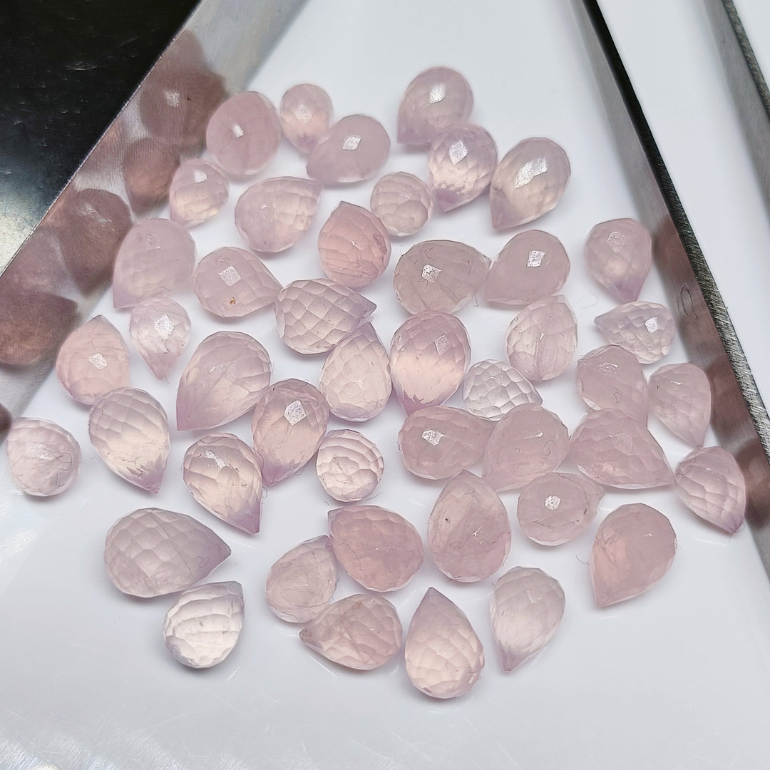 Superb Rose Quartz Drop Shape Briolette's Beads, Natural Rose Quartz Faceted Teardrop Beads, Jewelry Making Beads, 6X8 - 7X9 MM