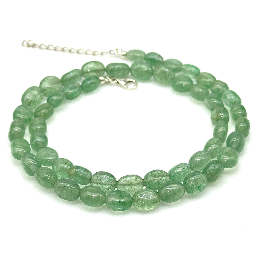 Natural Green Strawberry Necklace, Strawberry Gemstone Beaded Necklace, 925 Sterling Silver Handmade Jewelry, Healing Necklace, Gift for her